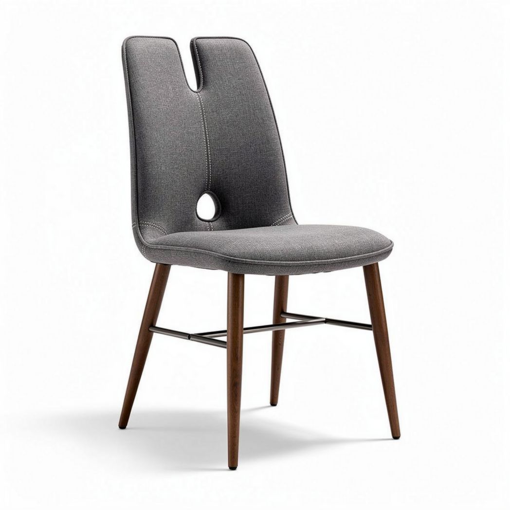 Fabric dining chair with wooden legs and cut-out design 45 x 50 x 85cm