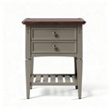 Wooden nightstand with drawer and shelf in white and natural finish 40 x 40 x 45cm