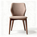 Fabric dining chair with wooden legs in beige color 45 x 50 x 85cm