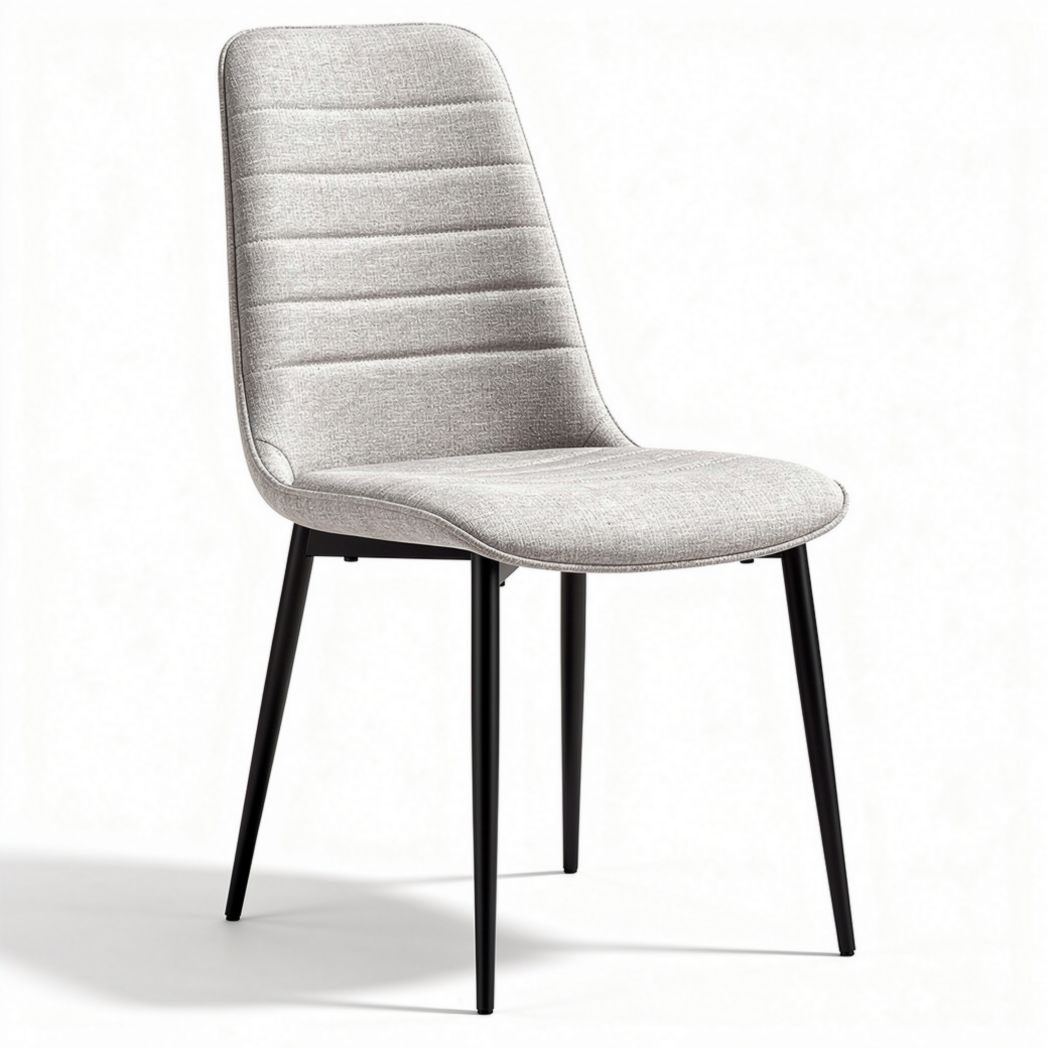 Upholstered dining chair with black metal legs and gray fabric finish 45 x 50 x 85cm