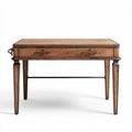 Wooden writing desk with metal accents and single drawer 120 x 60 x 75cm