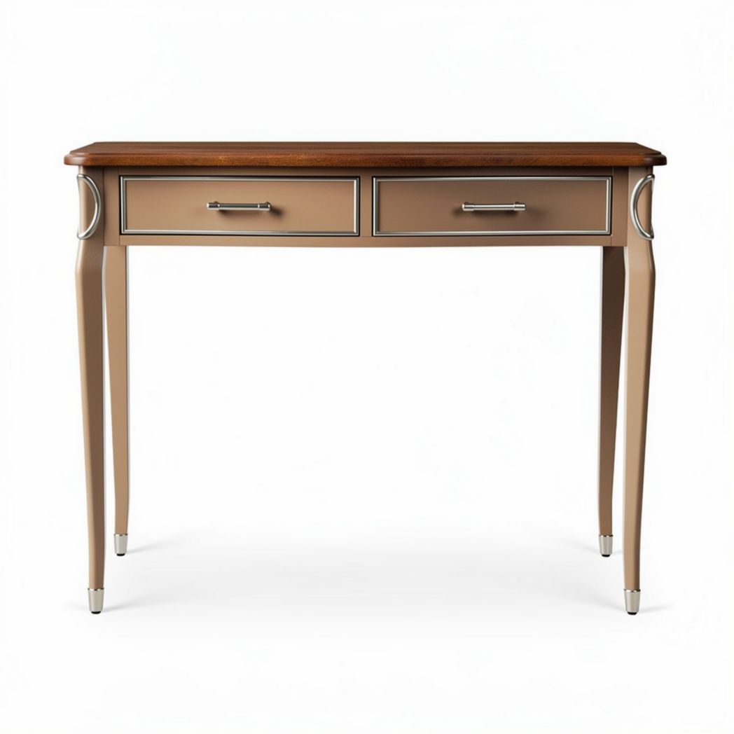 Wooden writing desk with two drawers in beige 120 x 60 x 75cm