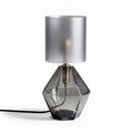 Geometric glass table lamp with silver shade for modern home decor 25 x 25 x 45cm