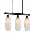 Modern three-light pendant fixture with frosted glass shades black finish 30 x 15 x 15cm