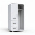 White wooden wardrobe with two doors and three drawers 100 x 50 x 180cm