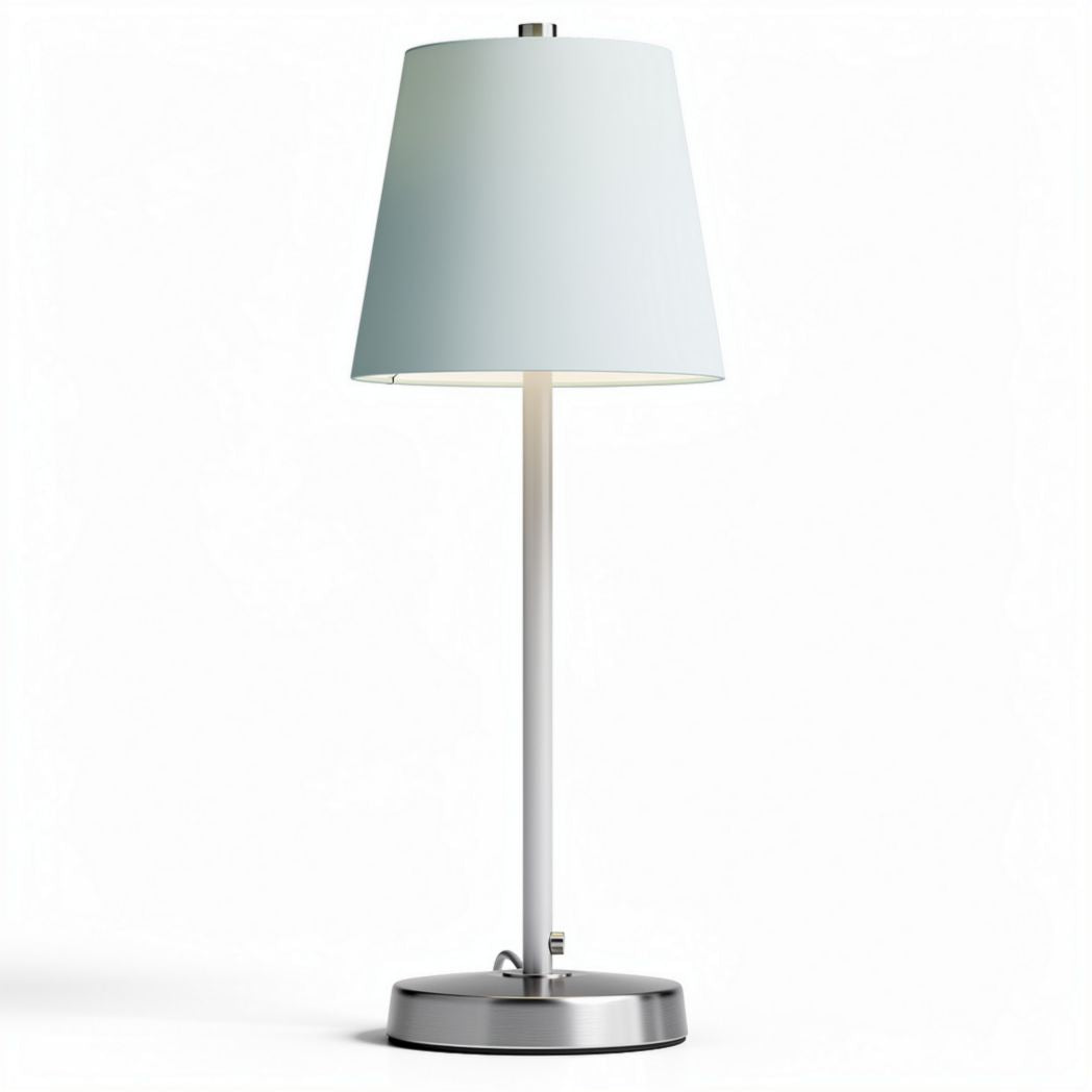 Table lamp with a white shade and stainless steel base 20 x 20 x 45cm