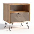 Bamboo nightstand with storage drawer and open shelf in natural finish 60 x 45 x 60cm