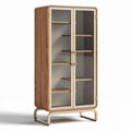 Wood and glass display cabinet with four shelves 80 x 40 x 160cm
