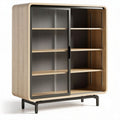 Wooden display cabinet with glass doors and four shelves 80 x 40 x 120cm